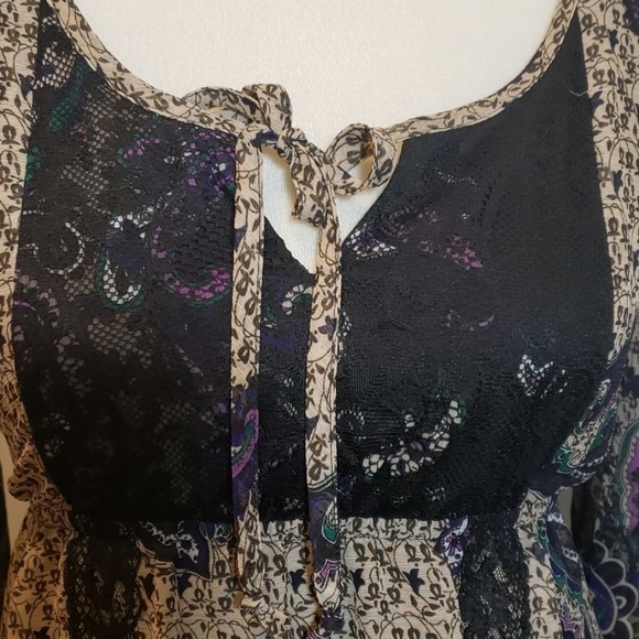 AS U Wish Paisley Boho Style Dress Long Slve EUC - Picture 2 of 8